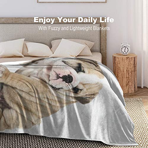 Fleece Flannel Throw Blanket Comfy Air-Conditioned Quilts Natural Material Yoga Blanket Bulldog Puppy Baby Pattern Bed Throws For Women Men, 30 X 40 Inches #TOP3