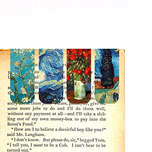 Kit 5 Marcadores de Página - 4 Magnéticos e 1 Marcador Slim Com fitinha - Obras de Vincent van Gogh