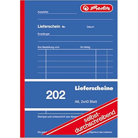 Herlitz Lieferschein A6 202 Papel Autocopiante Cover
