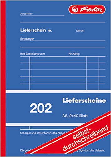 Preisvergleich Produktbild Herlitz Lieferscheinbuch 202, selbstdurchschreibend, A6, 2 x 40 Blatt