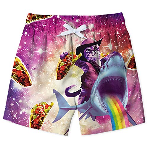 Kids Boys Swim Trunks 3D Print Shark Quick Dry Beach Pant Novelty Sports Running Boys Boardshort with Drawstring Pockets 6-7T