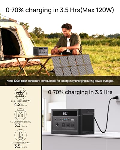 Image of DARAN Portable Power Station 600W (1200W Peak) 576Wh LiFePO4 battery with 100W Solar Panel, Fast Recharge AC /Car /Solar, 3 AC Outlets, USB-C PD for Camping, RV, CPAP, Emergency Backup