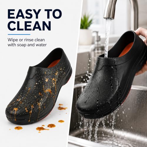 Image of LIPROFE Chef Shoes for Men,Kitchen Shoes for Men,Non Slip Work Shoes for Men Women,Oil & Water Resistant Slip-On Kitchen Work Clogs for Restaurant Nursing Garden