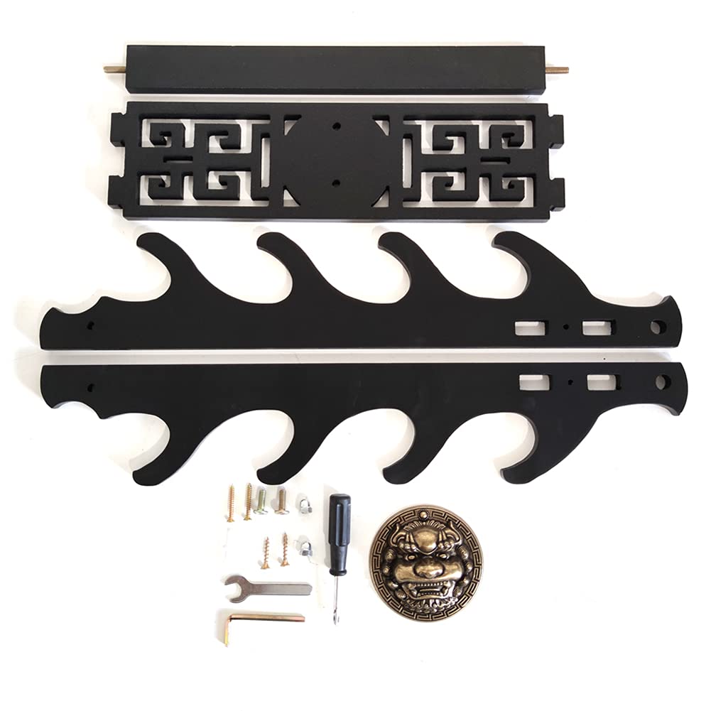 Uchwyt na miecz Katana Stojak ścienny Samurai Miecz Stojak Czerwony Aksamitny Styl dla Katana Wakizashi (4 poziomy)