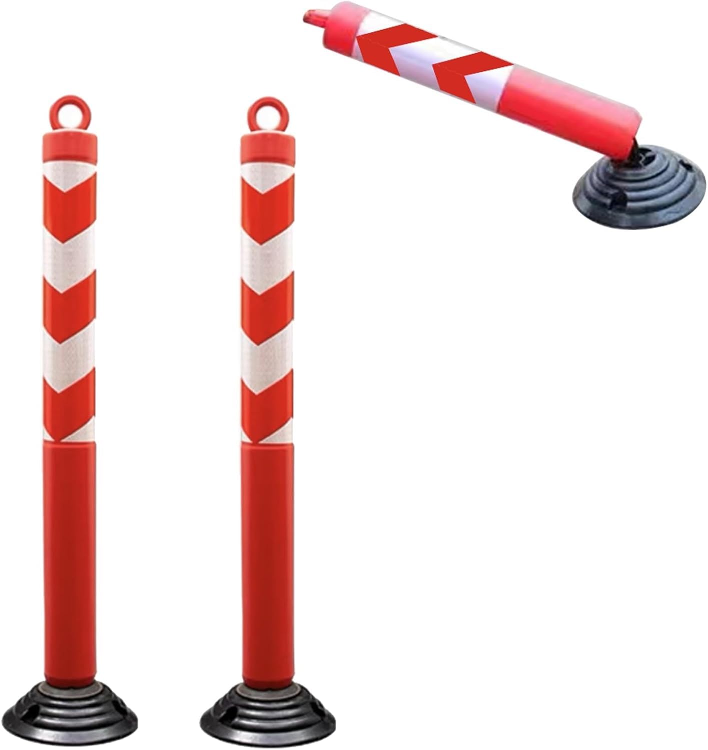 WOTZOV Traffic Delineator Post Delineator Safety Cone Post Plastic Security Parking Bollard, Driveway Pathway Barrier Stanchion Not Fall Down, Traffic Delineator Caution Cones W,55Cm,120cm Height