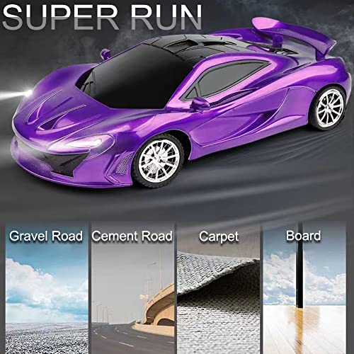 Remote Control Car for Girls- RC Sport Racing for Kids Hobby Toy, Electric Power On Road High Speed Drift Model Vehicle with Led Headlight and Controller Rechargeable,Xmas Birthday Gifts Purple… - Thumbnail 2