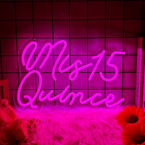 Image of Moneter Mis 15 Quinceanera Neon Signs for Wall Decor Neon Lights for Bedroom Led Signs Suitable for Quinceanera Christmas Birthday Party Unique Gift for Girls