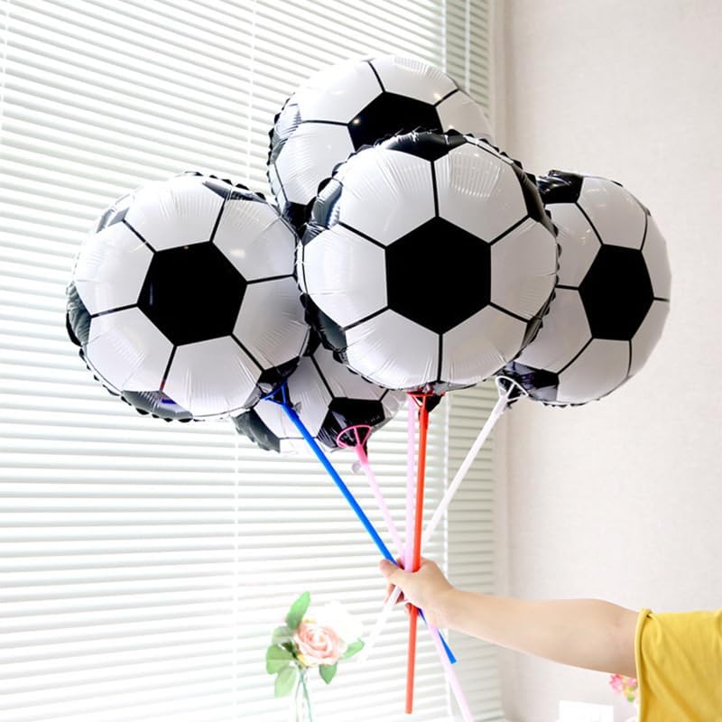 Miniatura 2 de Paquete de 10 globos de aluminio de 18 pulgadas, globos de fútbol de helio, globos de fútbol, fiestas temáticas de fútbol, fiestas de cumpleaños,