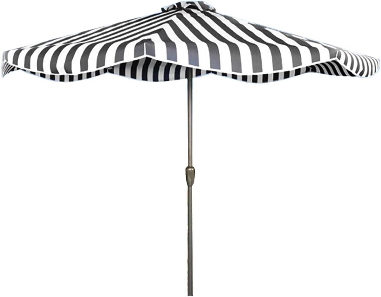 Striped Patio Umbrella 9 Ft - Garden Parasol Market Umbrella with Crank, Waterproof, Wind-Resistant, Fade Resistant - Ideal for Balcony