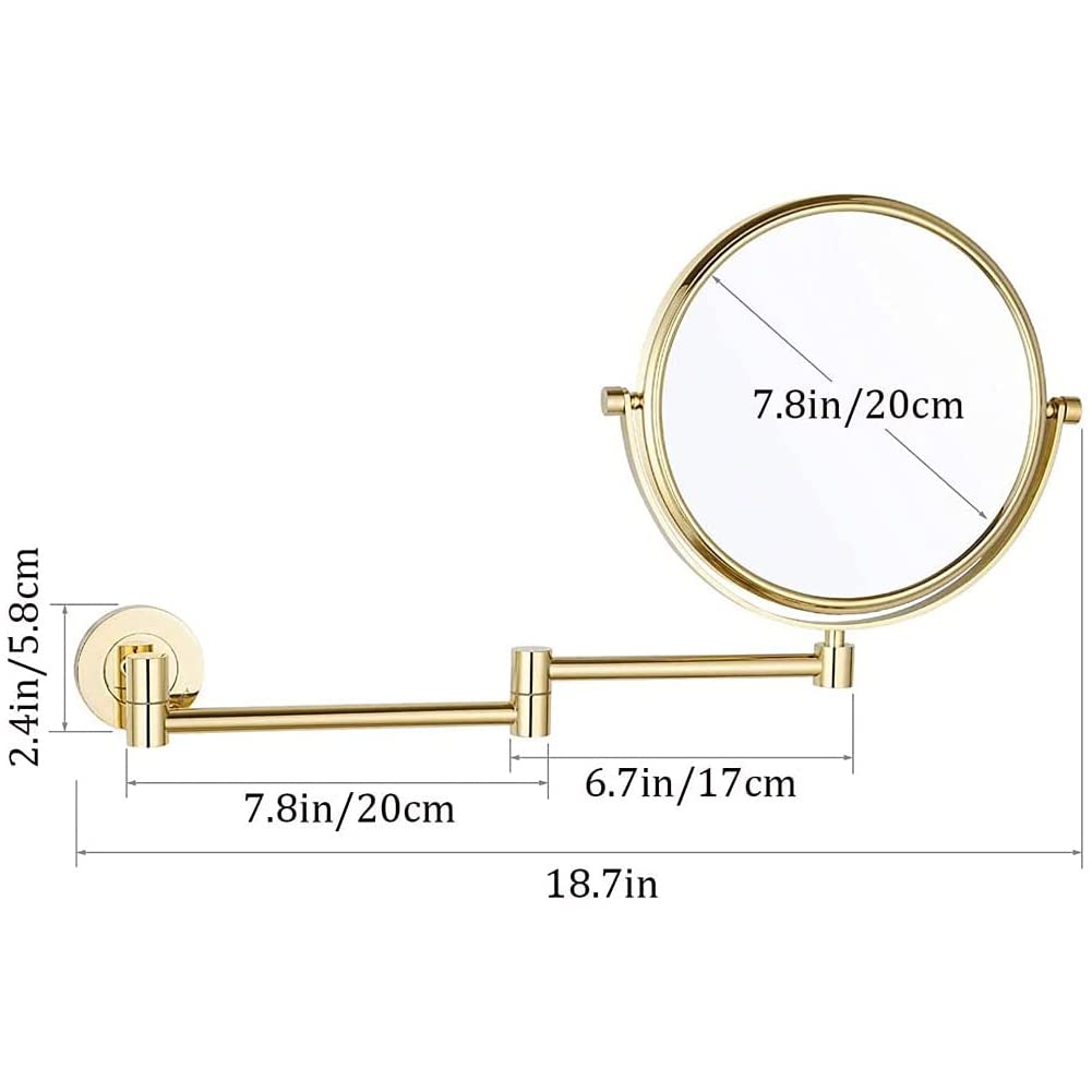 8 Pulgadas montado en la Pared con Aumento de 10X, Espejo tocador Doble Cara, Plegable expandible