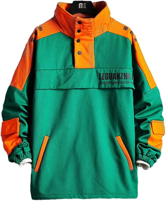 Amazon 男性フード付きジャケットストリートウェア秋の緩いカジュアルな暖かいジャケットのoutwearコートヒップホップメンズウインドブレーカー コート ジャケット 通販