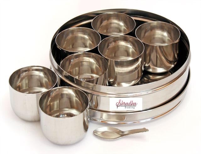 Shradha Trading Masala Box - Stainless Steel Spice Container, Indian Kitchen Spice Box for Chefs