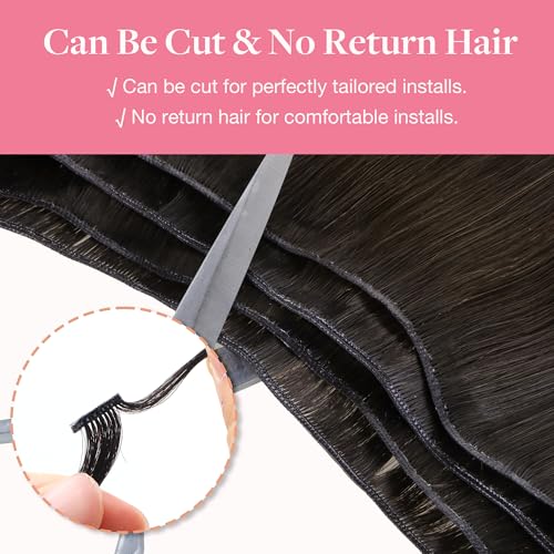 Image of GOO GOO Genius Weft Hair Extensions Human Hair, Sew In Weft Extensions, Seamless Blend & No Bulk Flat, Natural Volume for Women, 1D /2C /4E Chocolate Dip Color Melt 14 Inch 50g