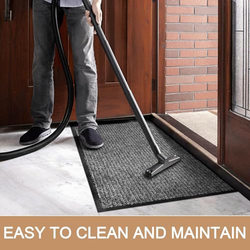 100pointONE All-Season Indoor Outdoor Door Mats for Entryway, 24" x 48" Durable Front Door Mat, Low Profile Welcom e Mats for Entry, Stain and Fade Resistant Indoor Outdoor Entrance Mat, Grey by 100pointONE - Image 5