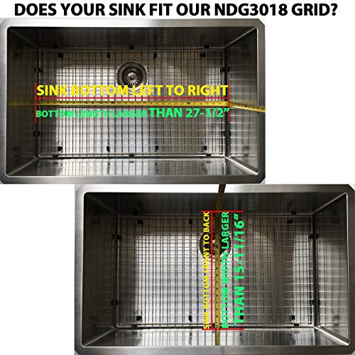 Serene Valley Kitchen Sink Bottom Grid and Sink Protector NDG3018, 304 Premium Stainless Steel, dim 27 1/2” x 15 11/16”