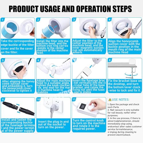 Nail Dust Collector potente para manicura profesional miniatura 7