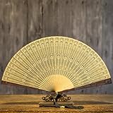 Qobvoeh 最高級 蘇州扇子 ハンドメイド 黒檀親骨 檀香扇 中国伝統工芸品「拉花」 精緻な透かし彫り 孔雀/山水画/中国庭園/桜/梅 お家のインテリア/大切な方へのプレゼントに 中国お土産 特産品 装飾品 中国舞踊 舞踏 暑さ対策 風水グッズ おしゃれ 男性用/女性用 (B) [並行輸入品]