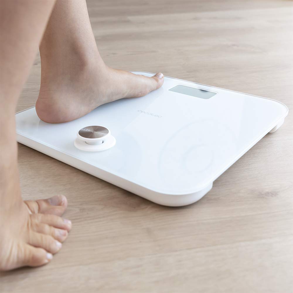 Cecotec Báscula de baño Surface Precision EcoPower 10000 Healthy. Con pulsador, Superficie de vidrio templado de alta seguridad, Sensores de precisión