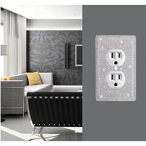 Image of Shiny Silver Rhinestone Wall Plate Cover, 4.5 inch x 2.8 inch, Toggle 1 Gang, Luxurious, Multicolor Effects