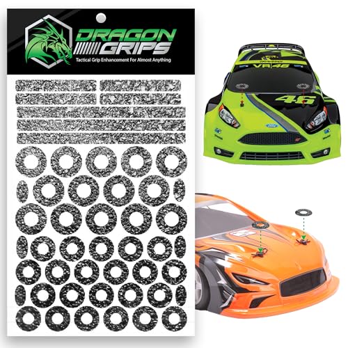 RC Body Clip Hole Protectors, 49pc Black PVC Stickers for 1/10 RC Crawler Body Shells, Stick-on Accessories That Prevent Clip Hole Damage and Cracking, Protect Custom-Painted Bodies, by Dragon Grips