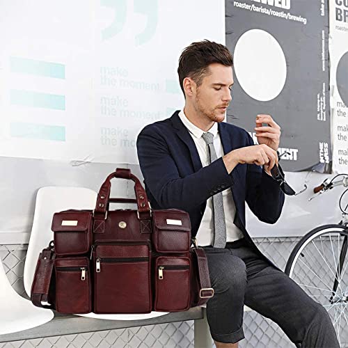 Image of Genuine Bombay Leather 16 inch Laptop Office Messenger Bag for Unisex /Professionals (L=16.5,B=8,H=12 inch, Bombay Brown) (BROWN)