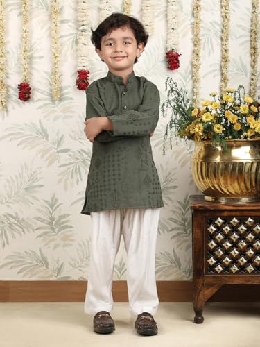 Image of POLKA TOTS Boys Cotton Pathani Set | Premium Pathani Kurta & Pyjama Set for Boys | Kurta Pajama for Kids Boy | Pathani Suit for Kids, Baby Boys & Toddlers | Ethnic Wear for Boy
