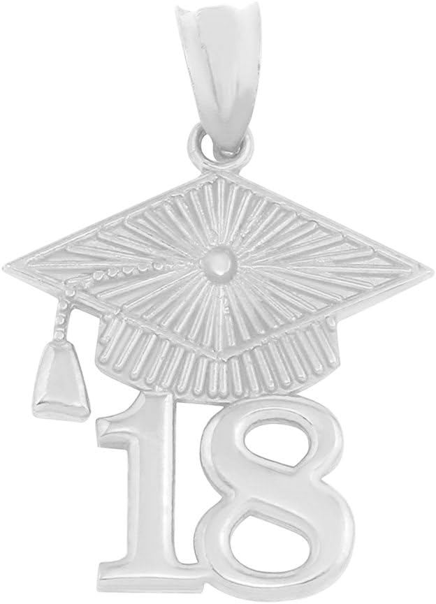 925 Sterling Silver 2018 Graduation Cap Charm Pendant