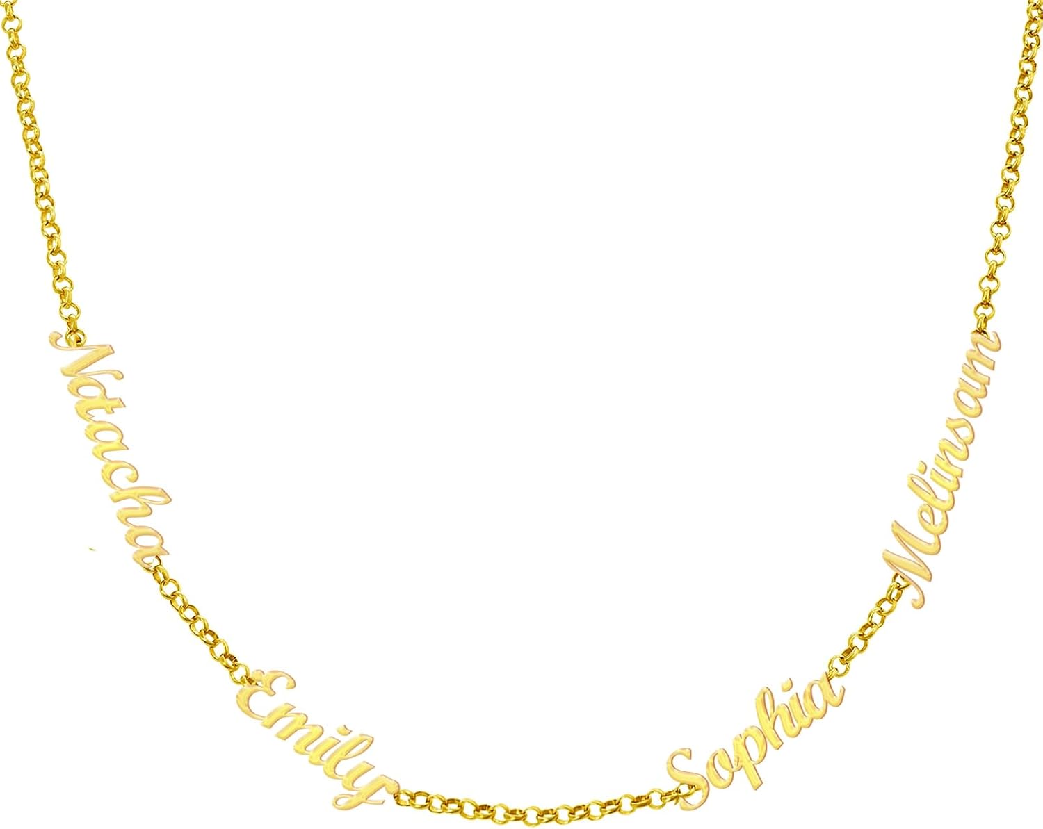 925 Sterling Silver Custom Multiple Names Necklace - Personalized Pendant with 4 Names