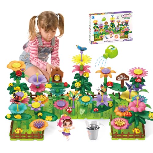 KBIBCK Juguetes de Construcción para Jardín de Flores, Juguetes de Jardín de Flores, Montessori Juguetes de Construcción Jardín deFlores, Regalos Educativos para Niñas de 3 4 5 6 Años (191 PCS)