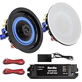 Herdio 4 Inches Ceiling Speakers Wall Mounted Speaker Amplifier Water Resistant Ceiling Speakers For Bathroom Home Kitchen Bedroom,compatible with Bluetooth