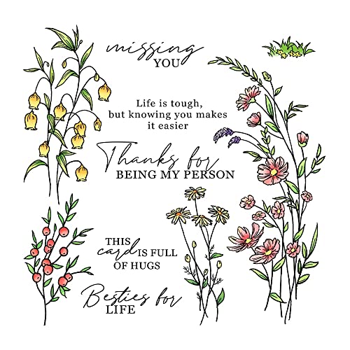 Mountain Craft - Spring Flowers And Floral Stamps Cutting Diy Scrapbooking Silicone Stamps Cards Decor Design Making Greeting Mould Decorative Embossing Template Machine Supplies, (Clear Stamp) #TOP2