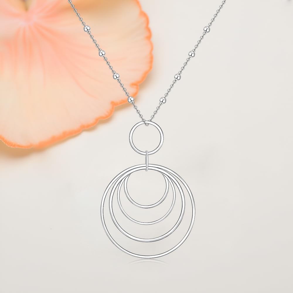 Sterling Silver Sweater Long Necklaces for Women Trendy Boho Sweater Long Cirlcle Pendant Necklace Chain Jewelry Gifts for Her Adjustable Size 28 - Image 9