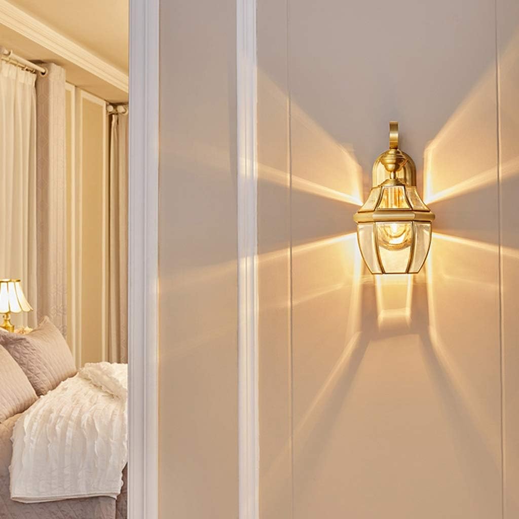 Wall Lamps,Copper Single Head Outdoor Wall Lamp, Outdoor Balcony Aisle Staircase Entrance Lamp Living Room Modern Minimalist Lamps, Clear