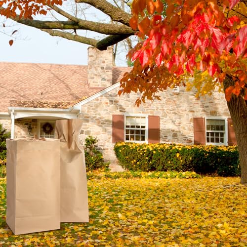 Humyoun 15 Pack 40 Gallon Brown Paper Lawn and Refuse Bags Extra Large Yard Waste Leaf Heavy Duty Self Standing Trash Bags for Home Garden Indoor Outdoor Fall