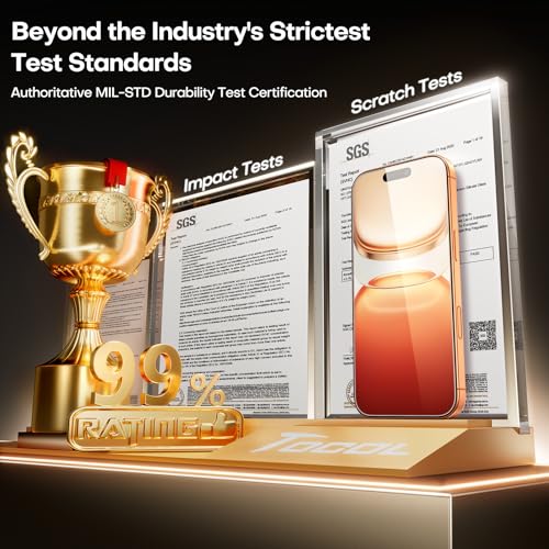 Image of TOCOL for iPhone 17 Pro Screen Protector /iPhone 16 Pro Sceen Protector 6.3 Inch 9H Hardness Military Grade Shatterproof HD Tempered Glass for Full Coverage Protection 2 Pack