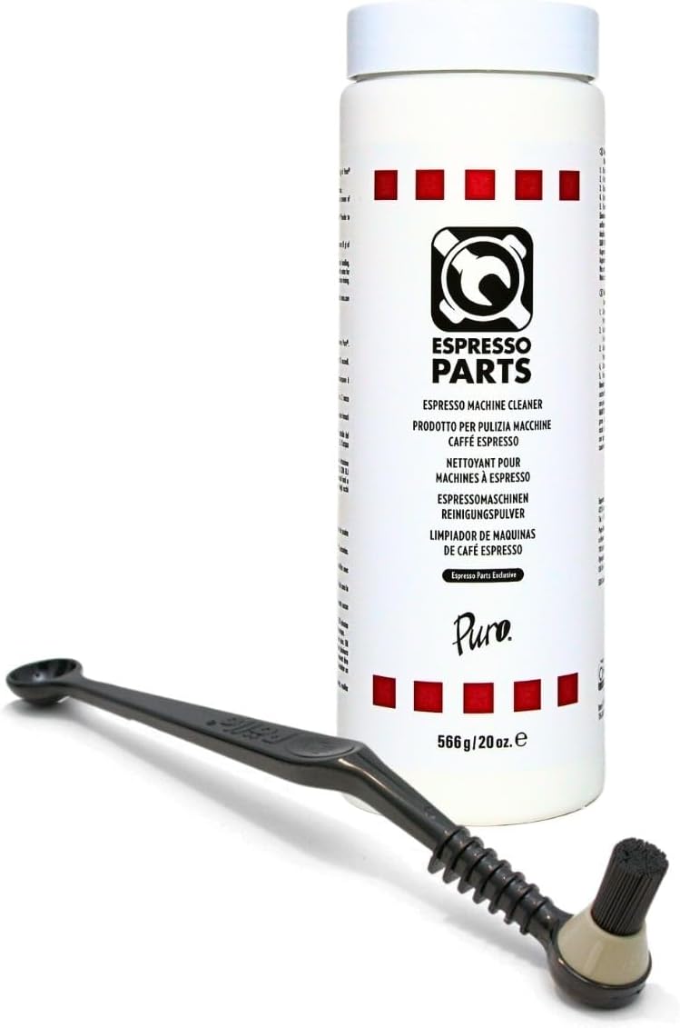 Puro Caff Espresso Machine Cleaner 20oz and Pallo Group Head Brush, All Purpose Residential and Commercial Espresso Machines Cleaner Set