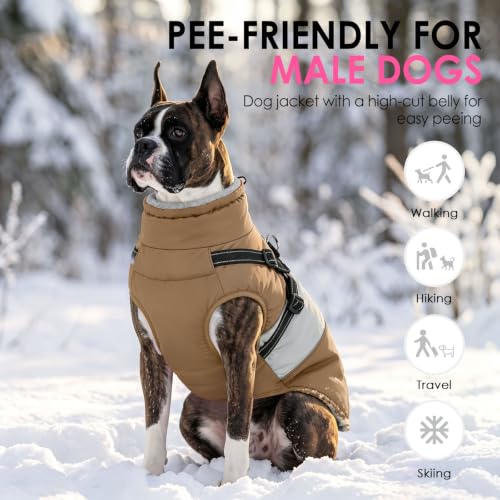 Image of AOFITEE Dog Coat Warm Dog Jacket with Harness Built in Pet Puffer Jacket XS