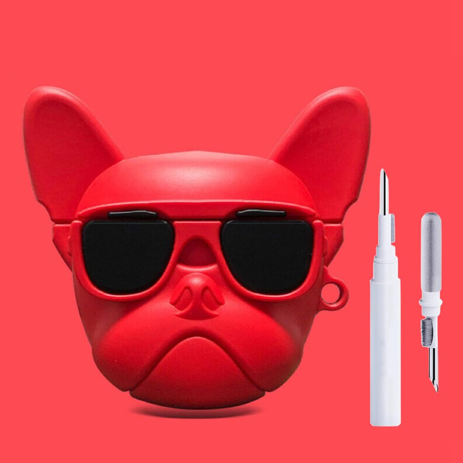 Image of YODI Case Cover for Airpods Pro|Pro 2|Airpods Pro 3|Airpods 4 Pouch, Silicone Cases with Cleaner Kit 360 Drop Protection,Shock-Resistant ((Bulldog Red), Airpods Pro /Pro 2)