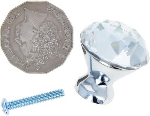 Miniatura 4 de MroMax Tirador de aleación de zinc de cristal, pomos para gabinete, cajones, armario, estantería, armario, base plateada, 4 unidades