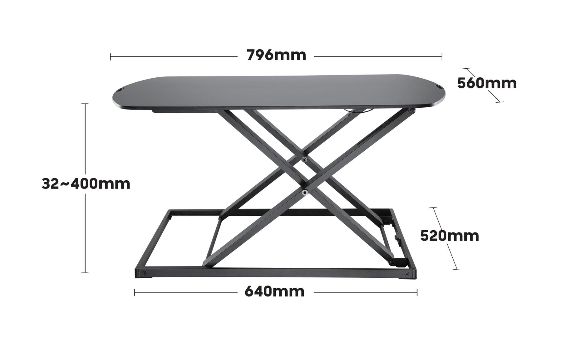Ultra Slim Large - Schreibtisch Erhöhung - Höhenverstellbarer Schreibtischaufsatz - Höhe 3,5-36,8 cm - Breite 54 x 79 cm - Klemmfeder Bedienung - Weiß