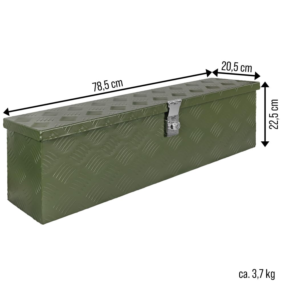 Trucky D035 skrzynka na dyszel, kolor zielony, skrzynka na narzędzia, aluminiowa skrzynka z przyczepą, zamykana, aluminiowa skrzynka transportowa, skrzynka na narzędzia, aluminiowa skrzynka do