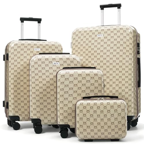 Image of Hardshell Luggage Sets, Lightweight Suitcases with Spinner Wheels, Khaki Patterns