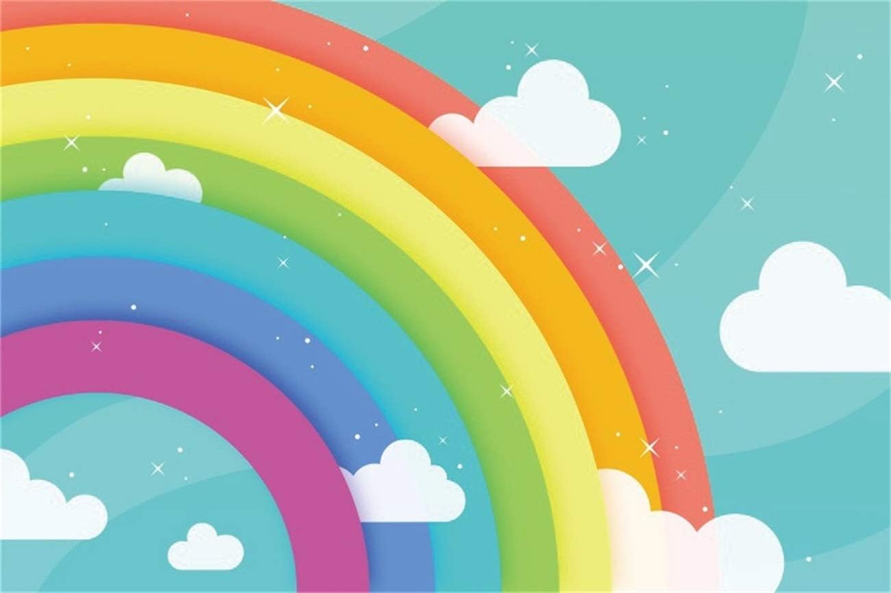 Amazon Com Aofoto 10x7ft Colorful Rainbow With Clouds Background Cartoon Sky Photography Backdrop Birthday Party Decoration Baby Shower Banner Infant Children Girl Boy Newborn Photo Studio Props Vinyl Wallpaper Camera