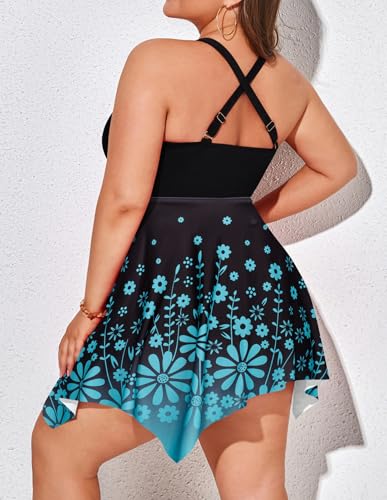 Hanna Nikole Women Plus Size One Piece Swimsuit Cut Out Adjustable Bathing Suit Tummy Control Swim Dress Swimwear with Shorts3