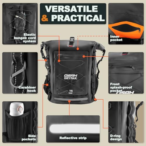 Image of OSAH DRYPAK Waterproof Backpack Dry Bag 35L /55L /85L - Heavy Duty Roll-Top Hiking Backpack for Travel, Kayaking, Boating, Camping, Rafting and Fishing