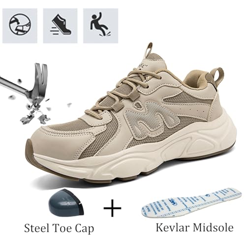 Image of Nutropa Steel Toe Boots for Men, Lightweight Safety Work Shoes, Comfortable Breathable Composite Toe Boots Slip-Resistant Indestructible Shoes