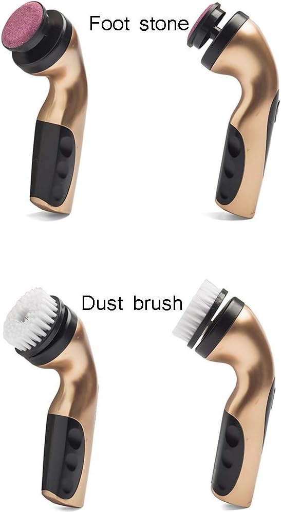 Electric Shoe Brush, Gold Handheld Shoe Polisher with 5 Brush Heads for Shoe Bag Sofa Cleaning CarBag Sofa Cleaning Care Shoe Brush