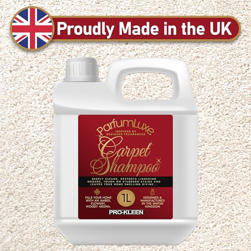 Pro-Kleen Parfum Luxe Carpet Shampoo 1L - Deeply Cleans, Removes Stains, Deodorises - Inspired By Designer Fragrance - Leaves A Long-Lasting Amber, Flowery & Woody Aroma - 9