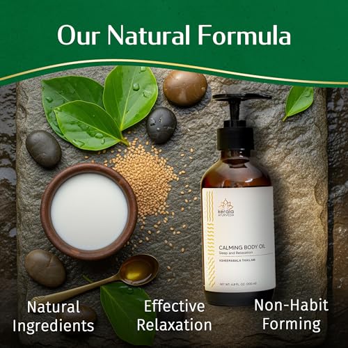 Kerala Ayurveda Calming Body Oil for Relaxation and Sleep (6.8 Fl Oz) | Ksheerabala Thailam | Herbal Foot Massage Oil to Destress & Rejuvenate | Non-Habit Forming | Ayurvedic Recipe for Relaxation - Image 3