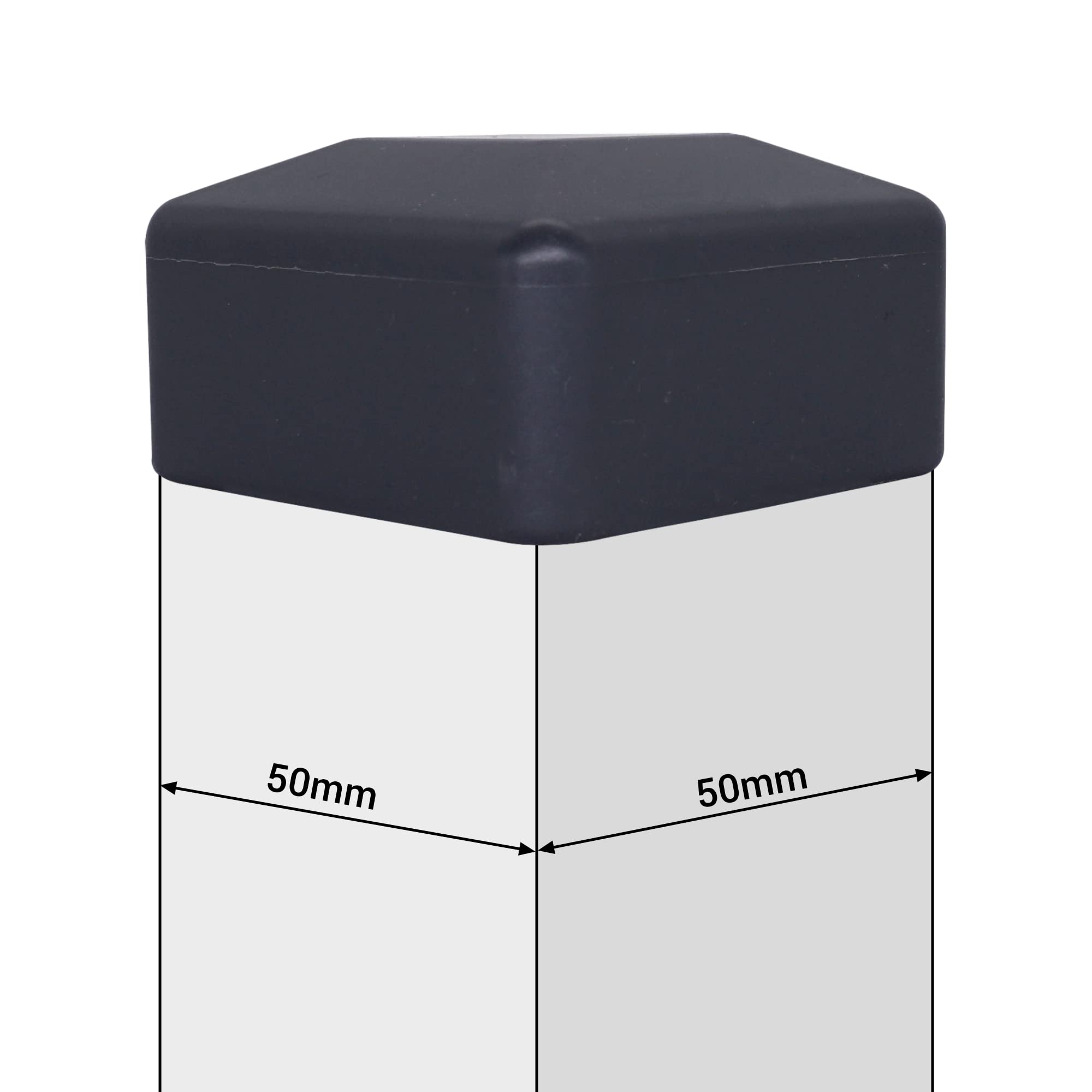 SKIR'CO (12 pcs) Fence Post Caps, Square 50 x 50 mm Grey Plastic Caps for Fence Posts Anthracite Grey RAL 7016 Colour - Image 4